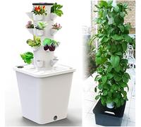 SAYEYBU Sistema Cultivo HidroponíA JardíN Torre 10-30 Sitios Planta Plantilla JardíN Vertical Kit JardíN Inteligente Interior con Bomba Y Tanque Agua MóVil (No Se Incluyen PláNtulas),Blanca,20 Holes