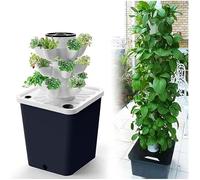 SAYEYBU Sistema Cultivo HidroponíA JardíN Torre 10-30 Sitios Planta Plantilla JardíN Vertical Kit JardíN Inteligente Interior con Bomba Y Tanque Agua MóVil (No Se Incluyen PláNtulas),Negro,15 Holes