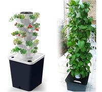 SAYEYBU Sistema Cultivo HidroponíA JardíN Torre 10-30 Sitios Planta Plantilla JardíN Vertical Kit JardíN Inteligente Interior con Bomba Y Tanque Agua MóVil (No Se Incluyen PláNtulas),Negro,25 Holes