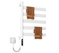 SAYEYBU Toallero Calefactable Giratorio, Calentador Toallas EléCtrico Pared, Secador Toallas 4 Barras con Temporizador Led y Control Temperatura para el Hogar y BañO, Ipx5 Prueba Agua,Blanca,B