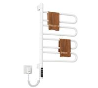 SAYEYBU Toallero Calefactable Giratorio, Calentador Toallas EléCtrico Pared, Secador Toallas 4 Barras con Temporizador Led y Control Temperatura para el Hogar y BañO, Ipx5 Prueba Agua,Blanca,A