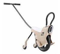 SAYEYBU Triciclo Empujar 2 en 1 de 12 Pulgadas para Niños Pequeños, Monociclo Equilibrio Padre Hijo con Luces, Manillas & Ruedas Auxiliares, Juguete Carreras al Aire Libre para Niños,Caqui