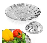 Sayfine Cesta de vapor para verduras, cesta de vapor de acero inoxidable de para cocinar, vaporizadores plegables y expandibles para adaptarse a ollas de varios tamaños (grande (6.1 a 9 pulgadas))
