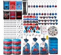 Sayglossy 371 piezas de 32 invitados de araña, recuerdos de fiesta, incluye bolsas de regalo, lápices, cuaderno, sacapuntas, pulseras, anillos, llavero, calcomanías hinchadas, sello para baby shower