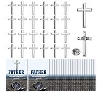 Sayglossy Juego de 30 pines religiosos de solapa con cruz para el día del padre con tarjeta de oración, inspiradores católicos Jesús, regalo cristiano para hombres de la iglesia, papá, pastor, marido