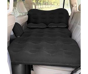SAYGOGO Colchón inflable de aire para coche, cama de viaje, cama de camping gruesa con bomba de aire para coche, 2 almohadas para tienda de campaña, SUV, sedán, camioneta, asiento trasero, color negro
