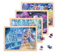SAYHALO Puzle Princesas, Colección 4 en una Caja, Idea de Regalo para Niños 3+ Años, Juego Educativo y Estimulante, 4 Puzles 60 Piezas, 23x30 cm