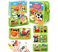 SAYHALO Versión Española Montessori 1 año, 20 en 1 Busy Board de Actividad, Libro Interactivo Juguetes Montessori para niños 1 2 3 4 años, 10 páginas Animales Granja
