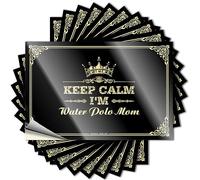 Saying Bottle Good Keep Calm I'm Water Polo Mom para jugadores, divertida decoración de jardín fácil de despegar (12 x 18 cm)