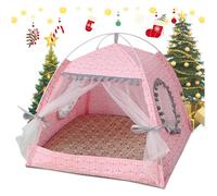 Saymequeen Cat Princess - Tienda de campaña de Interior para Mascotas, Perro, Bonita Cama de Nido de Cueva Floral, Tiendas de campaña portátiles para Perros (M: 38 x 38 x 36 cm, Rosa Floral)