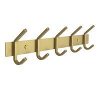 SAYONEYES - Perchero de pared dorado cepillado, barra de acero inoxidable de 38,1 cm con 5 ganchos dobles, para recibidor, baño, dormitorio, cocina, moderno, para abrigos, sombreros, toallas