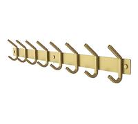 SAYONEYES - Perchero de pared dorado cepillado, barra de acero inoxidable de 61 cm con 8 ganchos dobles, para recibidor, baño, dormitorio, cocina, moderno, para abrigos, sombreros, toallas