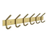 SAYONEYES Perchero de pared dorado cepillado con 6 ganchos dobles para colgar, ganchos de pared rústicos de acero inoxidable SUS304 de 17 pulgadas, para sombrero, ropa, bolso, toalla, 1 paquete