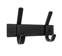 SAYONEYES Perchero de pared negro mate con 2 ganchos dobles para colgar, ganchos de pared de acero inoxidable SUS304 de 6 pulgadas, resistente, para sombreros, ropa, bolso, toalla, 1 paquete