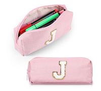 Saypacck Estuche para lápices con inicial de felpilla, estuche para lápices, bolsa de maquillaje personalizada, bolsa de cosméticos preparada, bolsa de lápices con inicial para estudiantes,