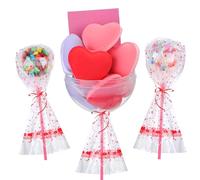 Saypacck Paquete de 12 regalos de intercambio del día de San Valentín, regalos de piruleta de San Valentín con bolsas de regalo de corazón, pajitas de corazón, cuencos de plástico gigantes, rellenos