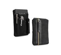 Sayram SP4 EDC Bolsa Bolsa, Organizador Compacto Bolsa EDC Hecho de Lona Encerada, Bolsa con Cremallera para Hombres, Organizador de Bolsillo EDC para Cambio, Cuaderno, Linterna - Negro