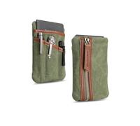 Sayram SP4 EDC Bolsa, Bolsa Organizador Compacto Bolsa EDC Hecho de Lona Encerada, Bolsa con Cremallera para Hombres, Organizador de Bolsillo EDC para Cambio, Cuaderno, Linterna - Verde