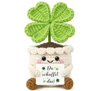 Sayregifty Regalos para mujeres y hombres, buenos regalos de recuperación, examen de amuleto de la suerte, reemplazo alemán de patata positiva - amuleto de la suerte ganchillo de cuatro hojas, regalo