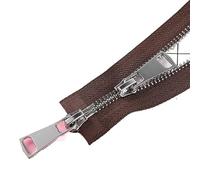 SAYTAK Cremallera Bidireccional Cremallera metálica con Doble Deslizador y Cierre automático, n.° 5, 60/70/80/90/100/120/150 cm(Coffee,150cm)
