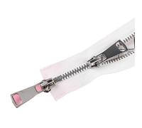 SAYTAK Cremallera Bidireccional Cremallera metálica con Doble Deslizador y Cierre automático, n.° 5, 60/70/80/90/100/120/150 cm(White,90cm)