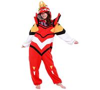 SAZAC Kigurumi - Disfraz de Evangelion Unit-02 - Eva-02 - Mono enterizo para Halloween - Rojo adulto, Rojo -, Adult One-Size-Fits-All