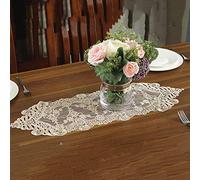 SAZDFY Camino de Mesa de Encaje Elegante, Caminos de Mesa con Bordado de macramé, Bufandas de tocador Vintage, tapete Corto de Encaje Burdeos para decoración de Fiesta de Boda al Aire Libre