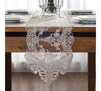 SAZDFY Camino de Mesa de Encaje Elegante, Caminos de Mesa con Bordado de macramé, Bufandas de tocador Vintage, tapete Corto de Encaje Burdeos para decoración de Fiesta de Boda al Aire Libre