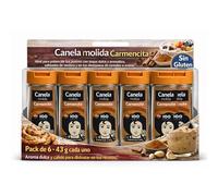 Sazonador Canela Molida Carmencita, Ideal para potenciar tus postres con toque dulce y aromático, salteados de verdura y en tus desayunos de cereales o avena, Sin Gluten, Contiene 6 unidades de 43 g