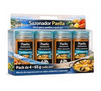 Sazonador Paella Carmencita, Sazonador paella Española, Mezcla de especias pensada para dar un toque personal y auténtico a tus paellas, Sin Gluten, Contiene 4 unidades de 65 g