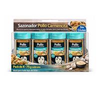 Sazonador Pollo Carmencita, Sazonador carne, Mezcla de especias ideal para realzar el sabor del pollo, pavo y todo tipo de aves, Sin Gluten, Contiene 4 unidades de 65 g