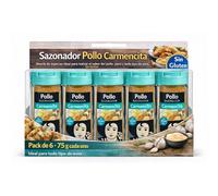 Sazonador Pollo Carmencita, Sazonador carne, Mezcla de especias ideal para realzar el sabor del pollo, pavo y todo tipo de aves, Sin Gluten, Contiene 6 unidades de 65 g