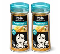 Sazonador Pollo Carmencita, Sazonador carne, Mezcla de especias ideal para realzar el sabor del pollo, pavo y todo tipo de aves, Sin Gluten, Contiene 2 unidades de 65 g