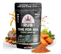 Sazonador Poppamies One for All - Adobo seco y Condimento perfecto para Pescado, Carne de res, Verduras, Cerdo, Pollo - Paquete Grande (200 g)