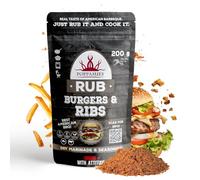 Sazonador Poppamies para Hamburguesas y Costillas - Adobo seco y Condimento perfecto para Carne de res, Cerdo - BBQ americano - Paquete Grande (200 g)