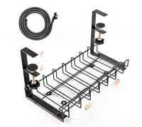 SB® Organizador de Cables para Escritorio Extensible de 30cm a 54cm + Manguito Recogecables | Bandeja de Cables para Escritorio donde Esconder cables, regletas y enchufes sin Pegamento ni Agujeros.