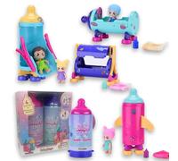#sbabam Baby Love Baby Bottle Funny Box, Pack de 2 Playsets, Busca Tobogán y Columpio y Más con Muñeca, Toalla y Accesorios, para Niños 3+ Años