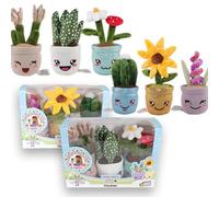 #sbabam Doki Doki 4Ever Green - Peluche de Plantas Decorativas, Juego de 3 Personajes Kawaii en macetas con caritas, colección Mini Cactus y Flores, decoración del hogar, a Partir de 0 años