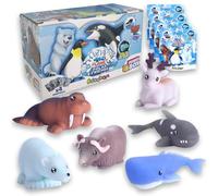 #sbabam Funny Box Polar Friends Jelly Planet, Juguetes para niños de quiosco, Animales de Juguete para niños Muy Suaves, 4 Piezas, Encuentra los Cambios de Color y Brilla en la Oscuridad, Juguete