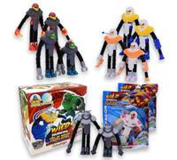 Sbabam, FUNNY BOX Wild Warriors Ninja Arms Stretch Attack, Juguete Ninja con Máscaras y Armas Intercambiables, 2 Piezas, Juguetes Guerreros, Brazos y Piernas Extensibles, Juegos para Niños de Quiosco