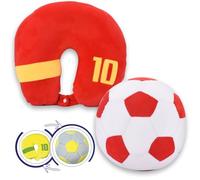 #sbabam Travel Football, Almohada de Viaje, Suave y Adaptable a Cualquier tamaño de balón de fútbol. Cómoda Almohada para avión, Coche y Tren. Ideal para Viajes a Partir de 3 años. Color Rojo