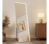 S'bagno 160 x 50 cm Espejo de pie con iluminación LED, Marco de Aluminio | Espejo Cuerpo Entero 3000-6500K & Función de Memoria, Vidrio Reforzado, Espejo Grande para Vestuarios y Dormitorio