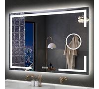 S'bagno Espejo Baño con Luz con Marco de Aluminio Dorado, 100x70cm Espejos de Baño con Led Antivaho/Regulable/ 3 Temperaturas de Color, Espejo Led Baño con Memoria/ IP44/ Horizontal o Vertical