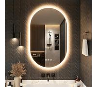 S'bagno Oval Bluetooth Espejo Baño con Luz 50x80cm, Antivaho, Espejos de Baño con Led y Memoria, 3000K/4000K/6500K, Regulable, Cristal Templado HD, IP44 Espejo Baño Led, Horizontal o Vertical