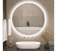 S'bagno Redondo-Espejo-Baño con-Luz 80 cm, Antivaho | Espejo LED Baño, 3000K/4000K/6500K, Regulable, Cristal Templado HD, Función de Memoria, IP44
