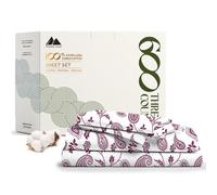 Sαbanas Mayfair Linen 100 % algodσn egipcio estampado - Juego de sαbanas Queen de 4 piezas, 600 hilos, satιn de lujo, 40 cm de profundidad, suave