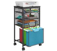 Sbanmao Carrito de archivos rodante con 4 cajones de almacenamiento, archivador para oficina en casa, organizador de carpetas colgantes con ruedas debajo del escritorio, soporte de impresora para