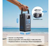 SBAOH 296WH Fuente de Alimentación de Gran Capacidad, Iluminación Multimodo, Equipo y Equipo de Camping, Adaptador de Corriente USB, Puede Usar Paneles Solares, Adecuado para RV, Camping y Viajes