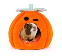 SBAYOOL Cama de calabaza y cobayas para Halloween, cueva de cobayas, bonita y cálida, casa para cobayas con alfombrilla extraíble, adecuada para erizos chinchillas 21 × 21 × 21 cm
