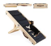 Sbayool Rampa para perros pequeños y mayores, para gatos y gatos, 4 alturas ajustables de 25 cm a 48 cm, con alfombrilla antideslizante, rampa plegable para cama o sofá